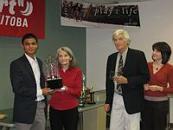 2008 MCA Banquet - The Mills family presents a Damian Mills Junior Cricket (Foundation) Award to Waleed Ahmed
