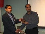 2008 MCA banquet - Keith Deonaraine receives Contribution to Cricket Award from Ron Dipchand, Executive Director
